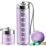 OUVBTX Tablettenbox 7 Tage aus Aluminium - XL Große Kapazität Pillendose 7 Tage, Wasserdicht & Staubdicht Medikamentendosierer Metall, Wochendosierer für Vitamine & Fischöl