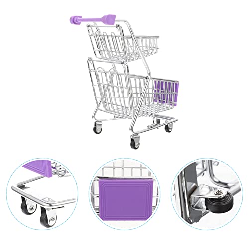 Kisangel 1Pcs Mini- Einkaufswagen Spielzeug Doppelschichtmetall- Supermarkt Trolley Kleiner Einkaufsbetriebswagen- Cart… – Bild 8
