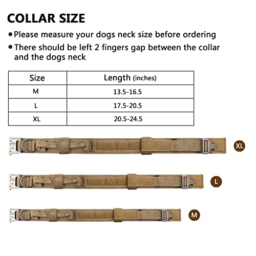 Image of Tactical Dog Collar,Adjustable Military Training Nylon Dog Collar with Control Handle for Medium and Large Dogs,with Patches and AirTags Case (M, Brown)
