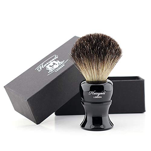 Haryali London Pure Black Badger Hair Bristles Mens Shaving Brush for Wet Clean Shave Perfect New Year Gift for Men