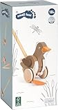 small Foot Schiebetier Ente mit beweglichem Kopf aus Holz, hilft beim Laufenlernen, Schiebespielzeug für Kinder ab 18 Monaten, 12493, Braun