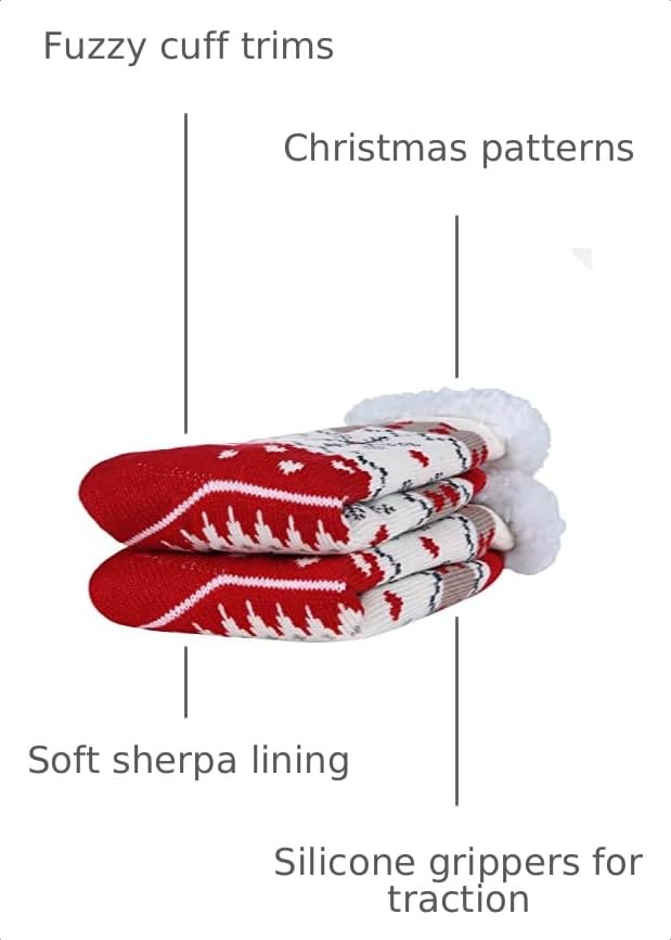 Image of Chassic Sherpa Lined Slipper Socks for Women, Non-Slip Cozy Winter House Socks, Soft Fuzzy Socks, Christmas Gifts for Women & Ladies Stocking Stuffers