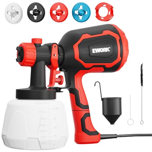 EWORK Paint Sprayer,1000W HVLP Electric Spray Paint Gun,4 Nozzles and