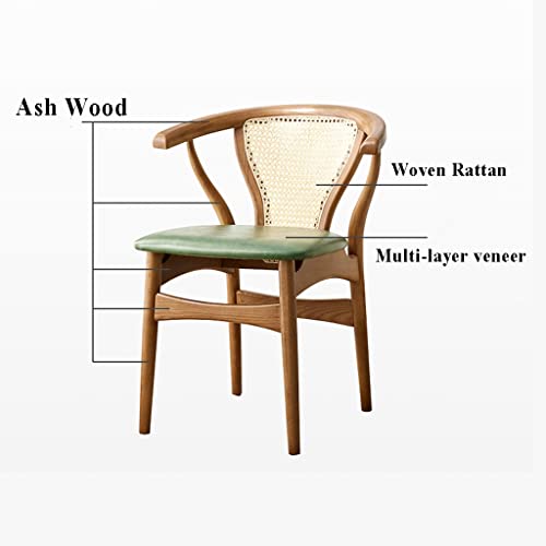 Rattan Accent Chair, Wicker Woven Midcentury Modern Dining Chair, Wooden High Back Patio Seat Chair, Natural Solid Wood Recliner Chair For Living Room, Bedroom, Patio ( Color : Walnut , Size : 46*43*7 #TOP3