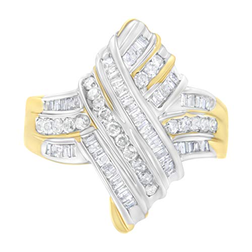 Haus of Brilliance 10K White and Yellow Gold 1ct TDW Diamond Cocktail Crossover Ring (H-I,I2-I3)