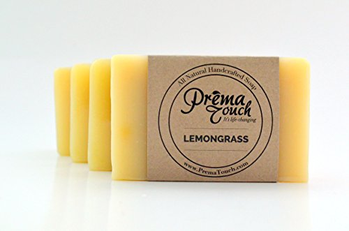 COCONUT OIL Soap Bars with LEMONGRASS - Life Changing, All Natural, Handmade Coconut Oil Based Vegan Soap Bars. Free of SLS, Parabens and Harmful Chemicals (Lemongrass 4 Bar Pack)