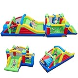 COSTWAY Hüpfburg XXL mit Rutsche, Kletterwand, Kriechtunneln...