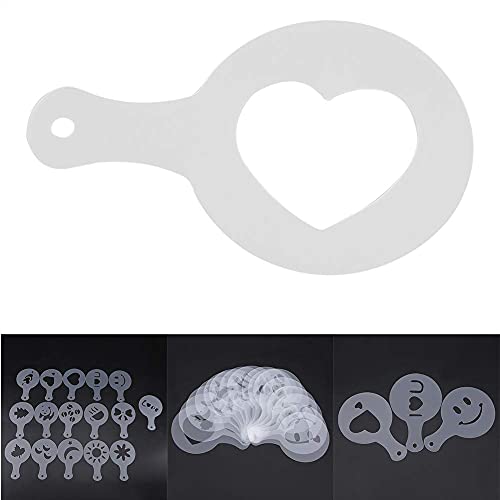 Coffee Art Stencils, Barista Template Sugar Dispenser with 16PCS Stencils for Baking Cooking(16 Printing Templates)