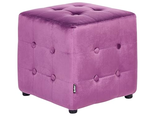 Beliani Stilvoller Hocker in Würfel Samtstoff violett Wisconsin