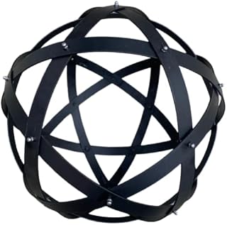 Genesa Pentasfera in matt black painted aluminum, 32cm in diameter with 20x2mm bands fixed with gray nuts.