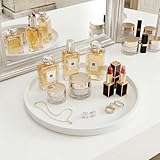 Dekorative Silikontablett, rundes Tablett mit 27 cm Durchmesser, Kosmetiktablett, rutschfest, leicht zu reinigen und bruchsicher, geeignet für Schlafzimmer, Wohnzimmer, Badezimmer (Weiß)