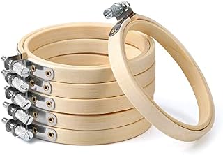 Pllieay 6 Pieces 3 Inch / 8CM Embroidery Hoops Bamboo Circle Cross Stitch Hoop Ring for Embroidery, Art Craft Handy Sewing and Holidays Decoration