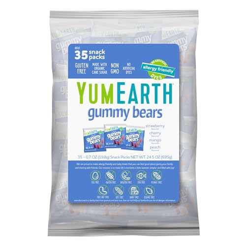Image of YumEarth Organic Fruit Flavored Gummy Bears, 0.7oz Snack Packs (Pack of 35)
