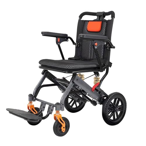 Silla de ruedas de transporte ligera y plegable para adultos, silla portátil de aluminio para viajes y uso diario, capacidad de 200 libras (20 cm)