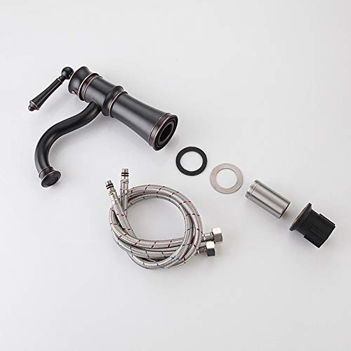 Grifo de latón negro mate monomando con agua fría y caliente para lavabo de diseño superior 5