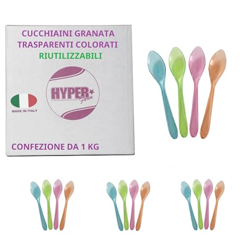 HYPER form Cucchiaini Riutilizzabili da Granita e Gelati, Trasparenti Colorati