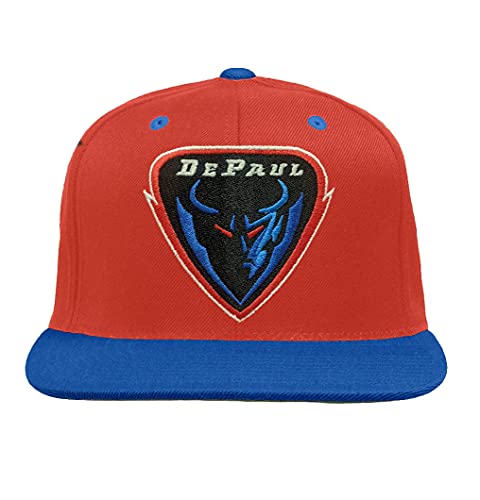 DePaul Blue Demons Mascot Red/Blue Two Tone Plastic Snapback Adjustable Plastic Snap Back Hat/Cap