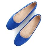 SAILING LU Royal Blue Flats for Women Comfortable Solid Color Soft Flats Square Toe Ballet Shoes Dressy Slip-ons Loafers Size 8.5