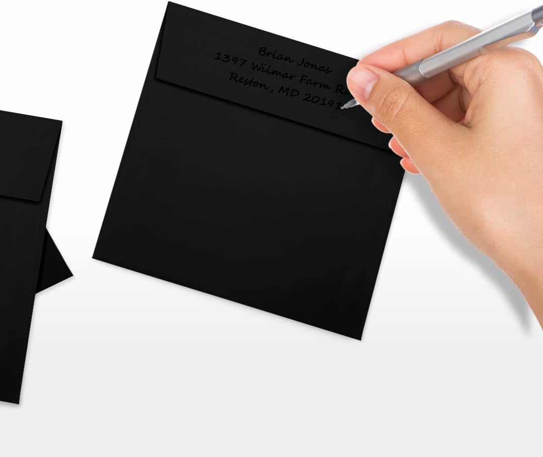 LUXPaper Square Invitation Envelopes | Peel & Press | 5" x 5" | Black Linen | 80lb. Text | 250 Qty