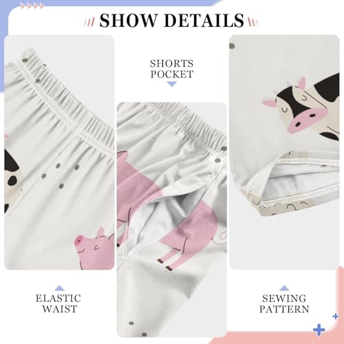 Farm Animal Boys Pants Boys Athletic Pants Long Pant for Boy with Pockets Wide-Leg Size 6-14Y4