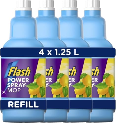 FLASH Powermop Refill Liquid, Floor Cleaner, Fresh, 5 litres (1.25 L x 4)
