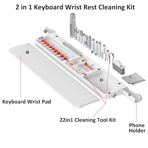 Ergonomic Keyboard Wrist Rest Pad with 22 in 1 Electronics Cleaning Kit — view 6