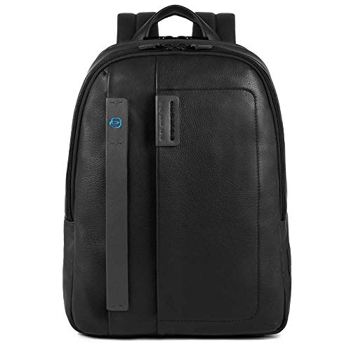 PIQUADRO Pulse, Mochila de piel Unisex - Adulto, Negro, 11x40x31 cm (W x H x L), Mochila