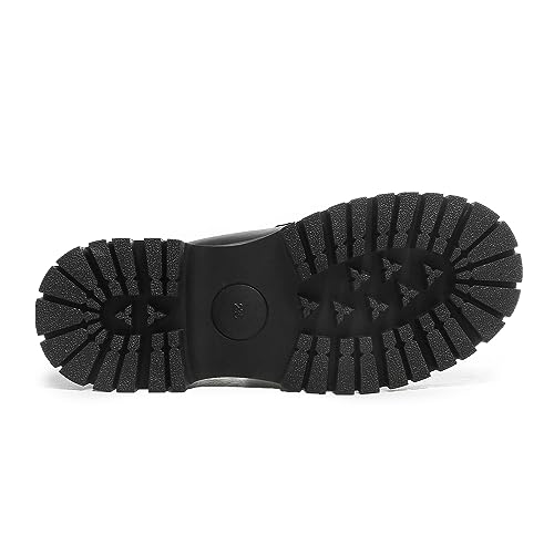 Image of Chunky Loafers Women Platform Loafers for Women Chunky Heel Lug Sole Loafers for Women Slip ons Round Toe