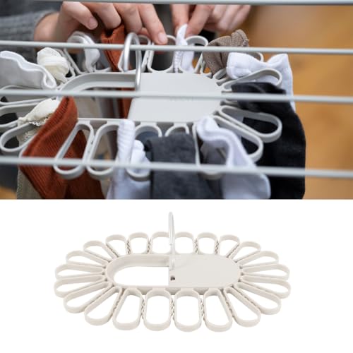 DUZEPA 22-teiliger Wäschebügel, Push-Grip, perfekt für Socken/Unterwäsche, langlebige Aluminiumhaken, flach zusammenklappbar, grau