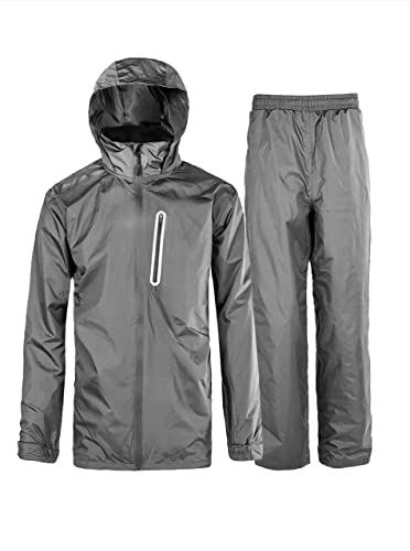 igeekwell Gabardina Masculina de Manga Larga Impermeable y a Prueba de Viento + Pantalones de Lluvia