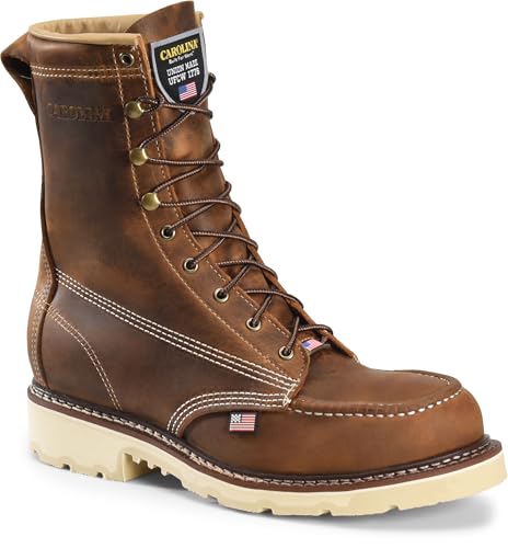 Carolina Ferric USA 8" Steel Moc Toe Work Boot Men’s Safety Electrical Hazard Slip Resistant, Brown - 11 D by Carolina - Used condition - US$253.43