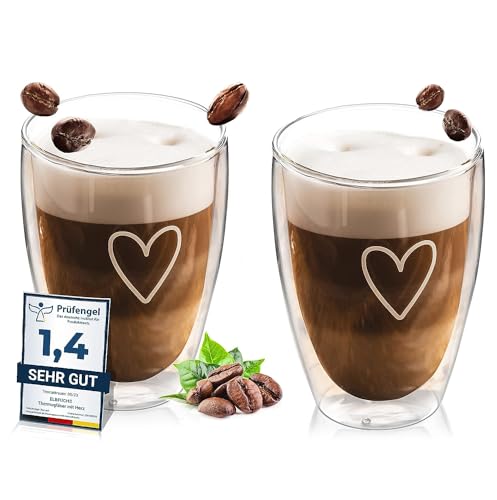 ElbFuchs® Latte Macchiato - Vasos de doble pared (2 vasos de 350 ...