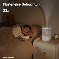Levoit Luftbefeuchter Schlafzimmer, 23dB leise Humidifier, Top-Fill für Baby, bis 25H, Raumbefeuchter mit 360 grad Drehdüse für Kinderzimmer, Pflanzen, Auto Shut-off, 2,5 L, Weiß – Ansicht 3