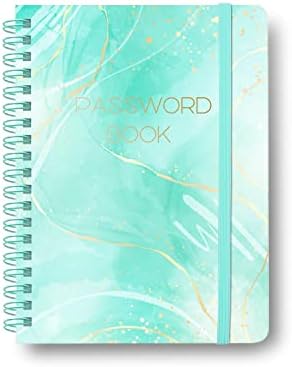 Password Book with Alphabetical Tabs - Spiral Password Notebook for Internet & Computer Login, Recording Website, Usernames, Passwords. Password Keeper for Home or Office, 5.1 x 6.9 in-Blue