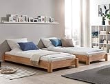 expendio 2X Stapelbett Timo Kernbuche geölt Größe nach Wahl Singlebett Jugendbett Gästebett Massivholzbett Holzbett Bett, Liegefläche:100 x 200 cm