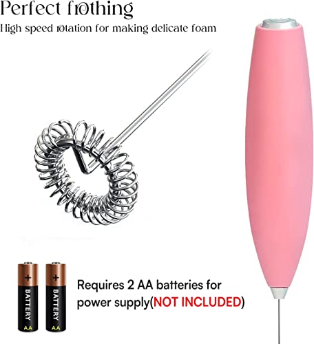 Image of Unleash the BARISTA in you with BAZIX Milk Frother with FREE 16 TYPES of STENCIL DESIGNS worth Rs. 300 for making Cafe Style Drinks at Home- Handheld-Battery Operated-Milk and Coffee Frother, Stainless Steel Whisk and Stand, Portable Foam Maker, Cappuccino, Lattes, and Egg Beaters