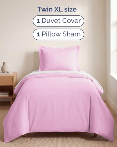 Image of Duvet Cover Twin /Twin XL Size Set - Extra Soft Twin /Twin XL Duvet Cover 68 inch x 90 inch with 1 Pillow Sham for Women, Men, Kids & Teens - Comfy, Easy-Care & Fade Free w / Zipper Closures & Ties (Light Pink)