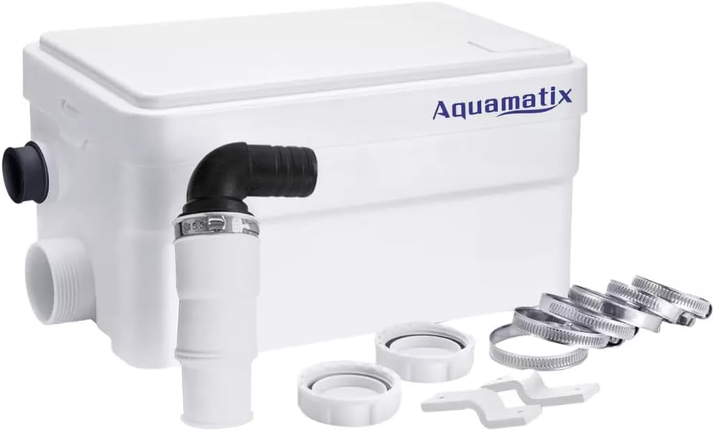 Aquamatix Duscha Silent Shower Waste Pump, Compact Sanitary Drain Pump with 2 Inlets 250W