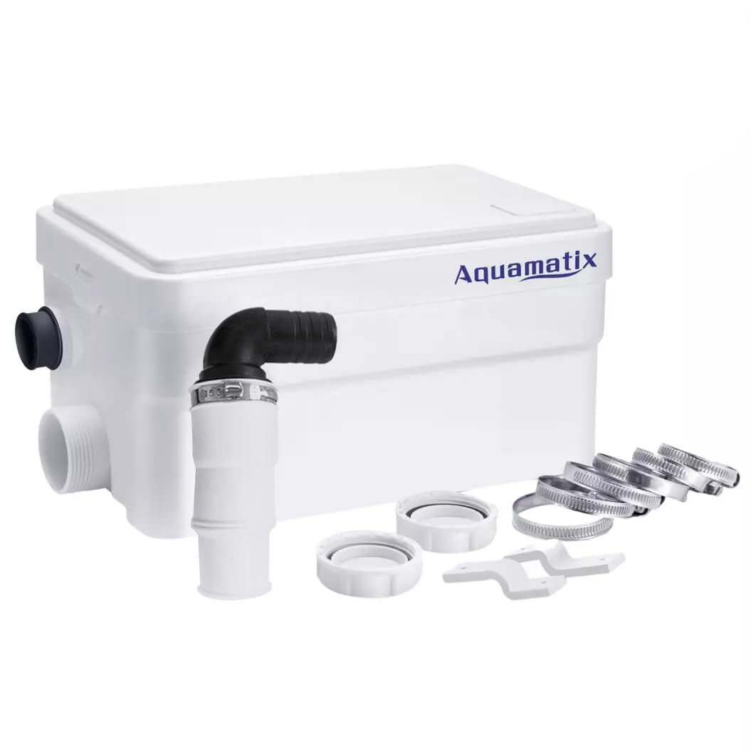 Aquamatix Duscha Silent Shower Waste Pump, Compact Sanitary Drain Pump with 2 Inlets 250W