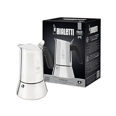 Bialetti - New Venus Induction, Stovetop Coffee Maker, Suitable for all Types of Hobs, Stainless Steel, 4 Cups (5.7 Oz), Silver
