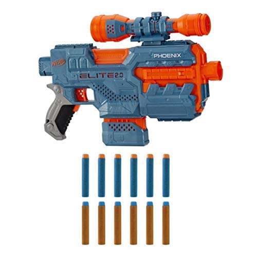 Nerf Elite 2.0 Blaster motorisé Phoenix CS 6 12 fléchettes Nerf viseur Rails Tactiques Points de Fixation 4 AA Piles requises Non incluses - vue 3