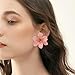 LAXPICOL Fashion Big Flower Clip On Earrings For Women Cute Lovely Acrylic Pink Flower Earrings No piercing Earrings 2.36