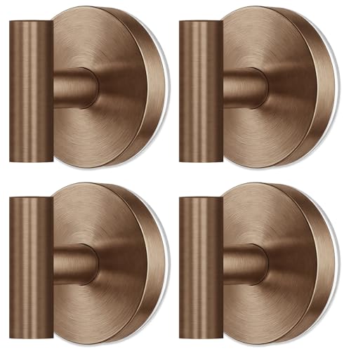 Image of BKV Suction Cup Hooks for Glass Window, Mirror,Heavy Duty Shower Hooks for Inside Shower,Reusable Suction Towel Hooks for Bathroom Wall-Strong Suction & No Drill(4 Pack,Champagne Bronze)
