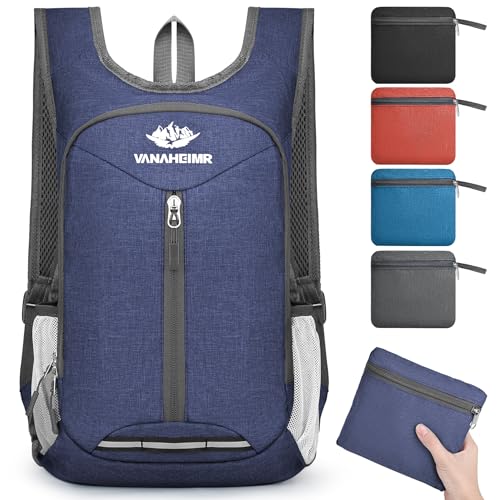 Yoowalar 16L Mochila Plegable Ultraligera, Mochila de Viaje Impermeable Mochilas de Senderismo, Mochilas de Marcha Pequeña para Hombre Mujer Al Aire Libre Senderismo Caminar Acampar, Azul Oscuro