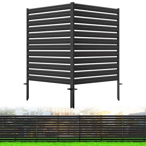 2 Panels No-Dig Metal Privacy Fence Screen, 42" H × 38" W Outdoor Air Conditioner Fence, Rustproof AC Unit Cover to Hide Trash Bins, Pool Equipment Enclosure, Decorative Garden, Patio & Backyard