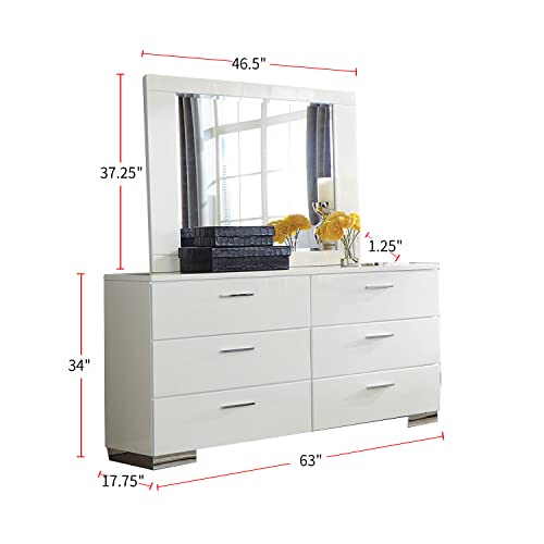Coaster Home Furnishings 203500Q-S4 Coaster Felicity Queen Bed 4-Piece Set, White High Gloss thumb #4