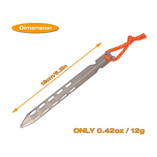 Hikemax Ultralight Titanium Tent Stakes 6 Pack - V-Shaped Tent Pegs With Reflective Pull Cords - Made For Camping #TOP2