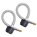 SHINESTAR 12 Inch RV Propane Hose for Camper, RV Propane Pigtail Hose for 2 Stage Auto-Changeover Regulator, 1/4" Inverted Male Flare x QCC-1, 2 Pack