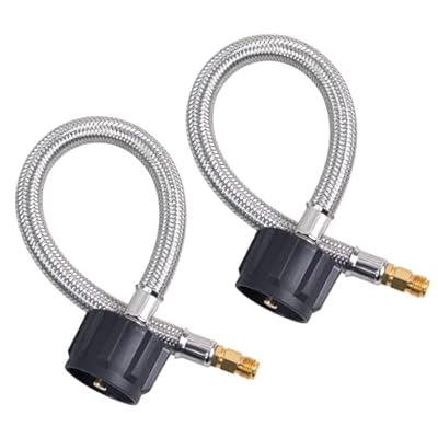 SHINESTAR 12 Inch RV Propane Hose for Camper, RV Propane Pigtail Hose for 2 Stage Auto-Changeover Regulator, 1/4" Inverted Male Flare x QCC-1, 2 Pack