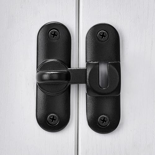 Image of INIRET Matte Black Barn Door Latches,90 /180 Degree Gate Lock,Zinc Alloy Right Angle Door Lock Latch,Flip Gate Latches Hardware,Door Security Door Latch Lock for Cabinets,Bathroom,Barn Door